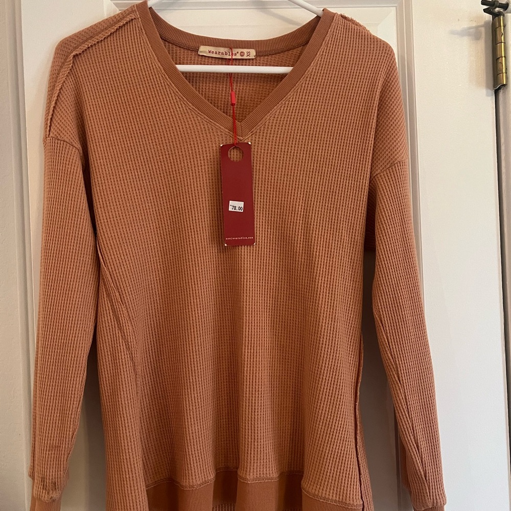 Wearables Waffle Knit Top in Brown